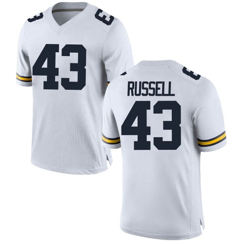 Andrew Russell Michigan Wolverines Youth NCAA #43 White Game Brand Jordan College Stitched Football Jersey GLE8154JY